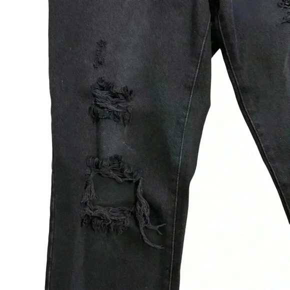 Black distressed button fly size 28 high rise straight jeans - Picture 5 of 13